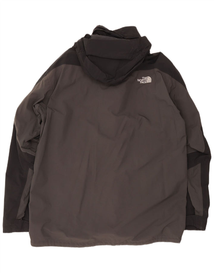 Męska kurtka przeciwdeszczowa z kapturem The North Face UK 44 2XL Szary poliester z blokami kolorów