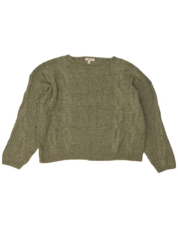 Marks & Spencer Damski sweter z dekoltem w łódkę, UK 18 XL, zielony akryl