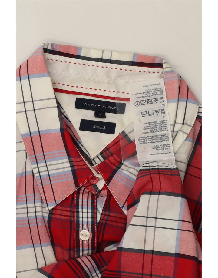 TOMMY HILFIGER Womens Graphic Shirt US 12 Large Red Check Cotton Vintage Tommy Hilfiger and Second-Hand Tommy Hilfiger from Messina Hembry 