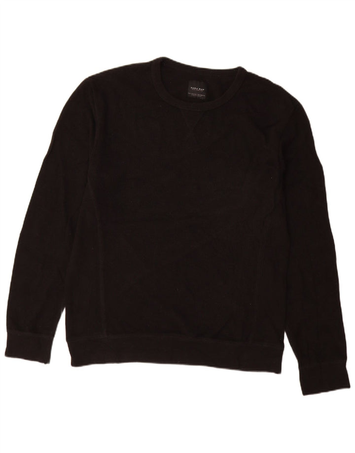 Męski sweter z okrągłym dekoltem Zara 2XL w kolorze czarnym