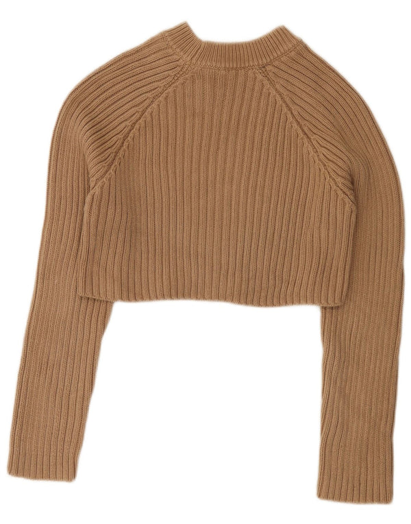 Damski sweter Zara z dekoltem w łódkę, UK 10, mały, beżowy, bawełniany