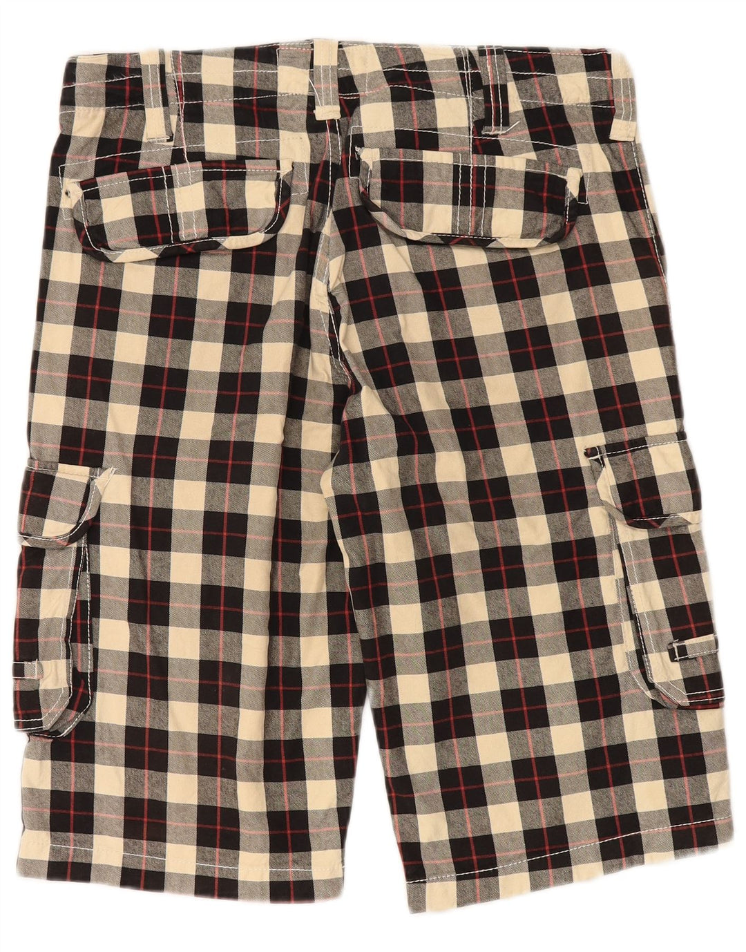 Męskie spodenki cargo w stylu vintage W34, duże, czarne, bawełniane w kratę