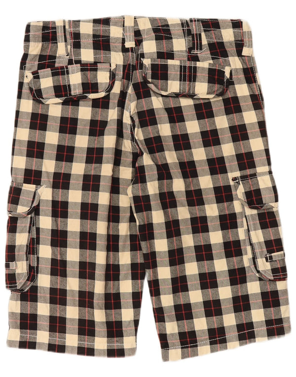 Męskie spodenki cargo w stylu vintage W34, duże, czarne, bawełniane w kratę