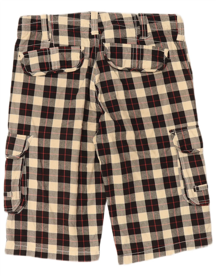 Męskie spodenki cargo w stylu vintage W34, duże, czarne, bawełniane w kratę