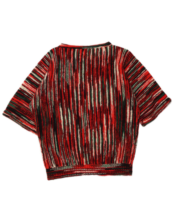 Sweter damski VINTAGE z dekoltem w łódkę UK 16, duże, wielokolorowe paski