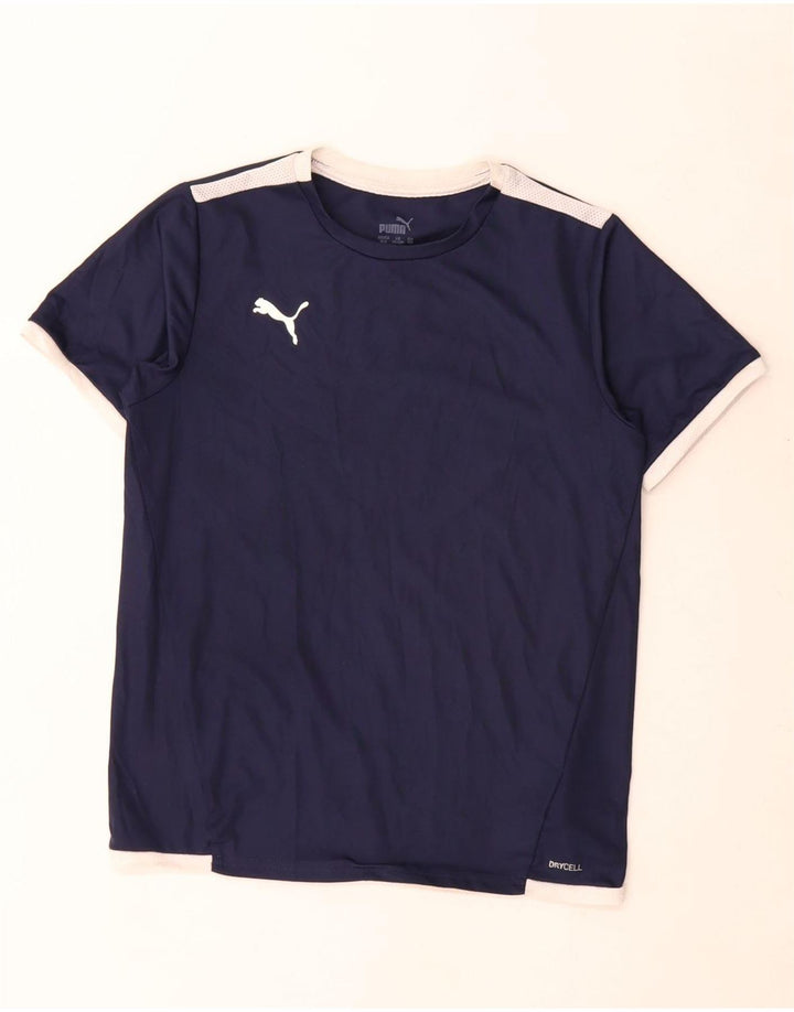 T-shirt chłopięcy Puma 11-12 lat, granatowy, poliester z blokami kolorów