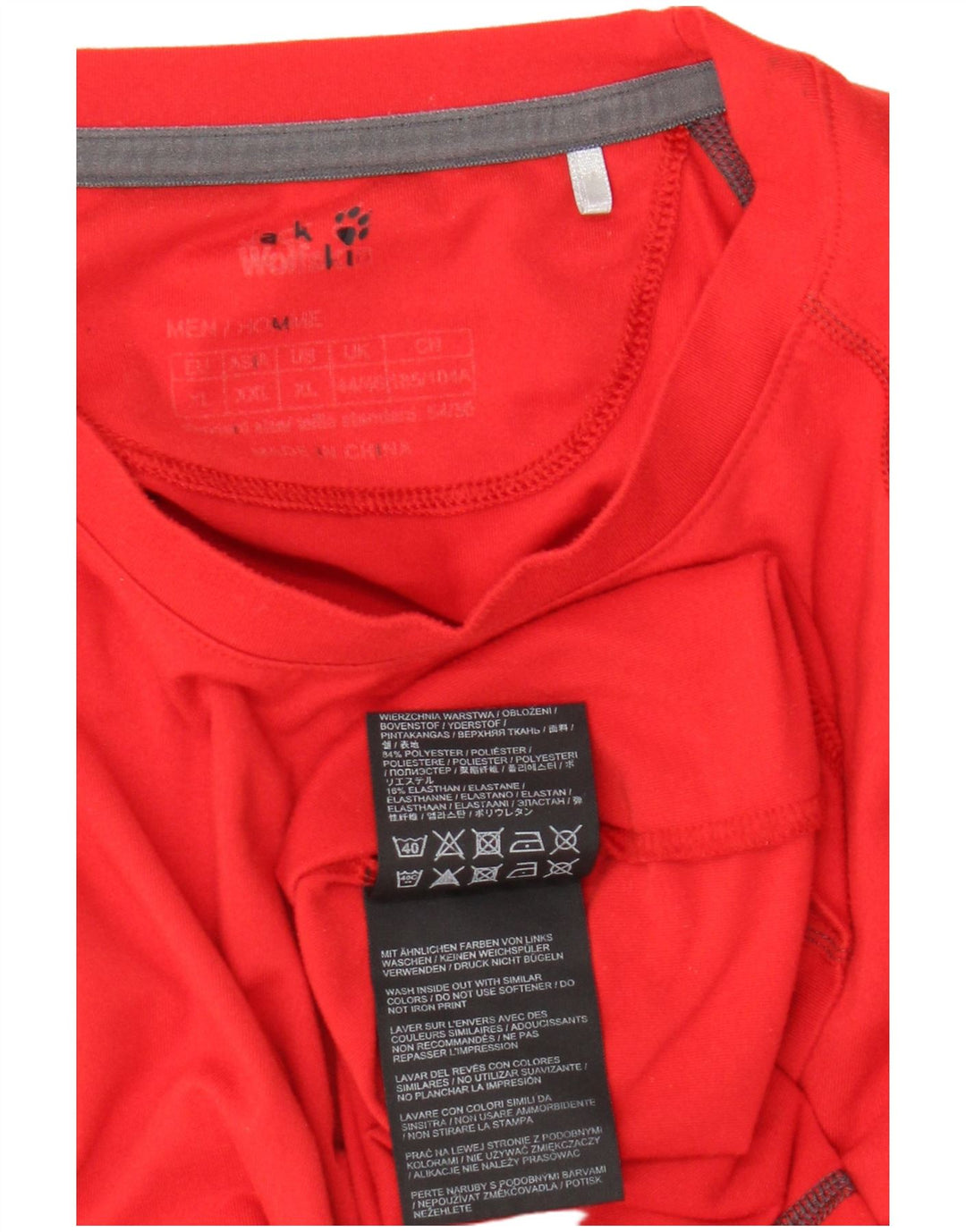 Męski top Jack Wolfskin z długim rękawem, UK 44/46 XL, czerwony poliester