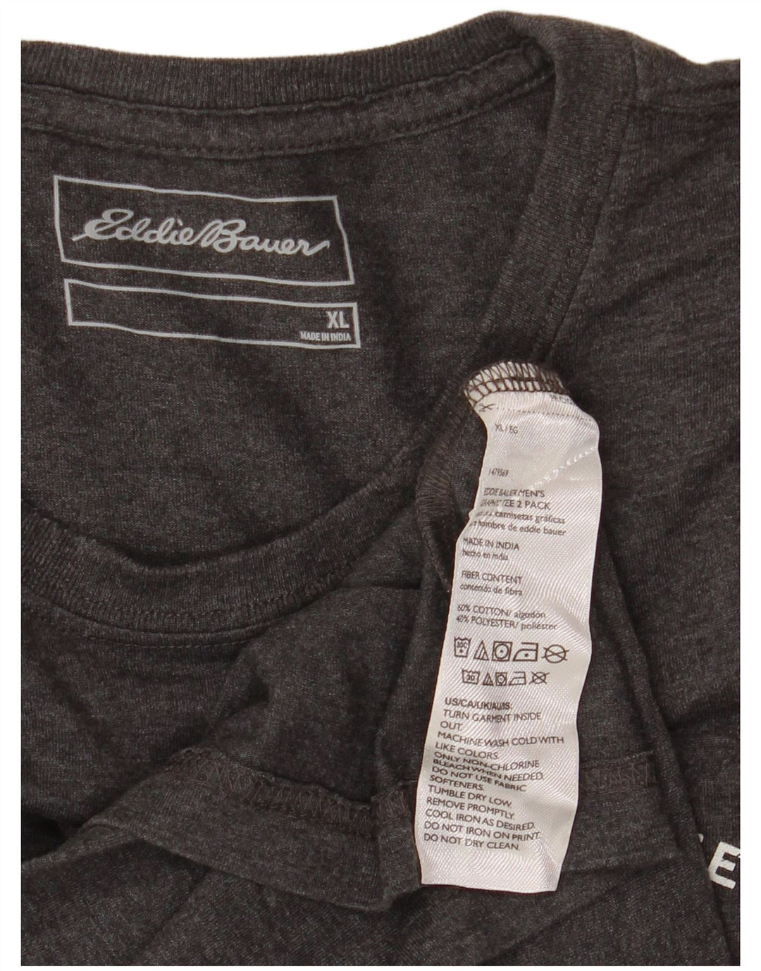 Męska koszulka z grafiką EDDIE BAUER, góra XL, szara bawełna