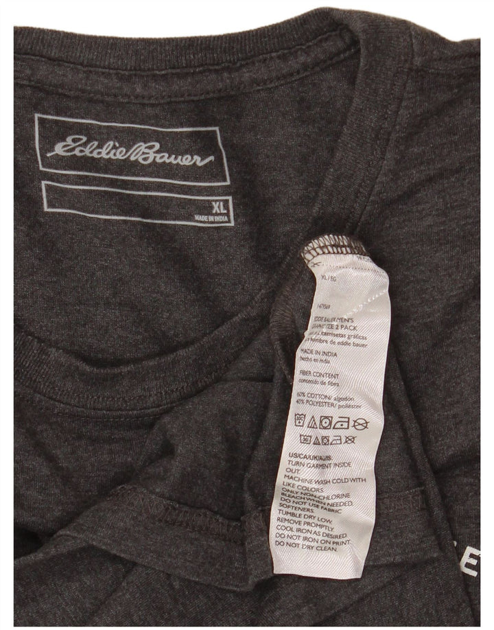 Męska koszulka z grafiką EDDIE BAUER, góra XL, szara bawełna