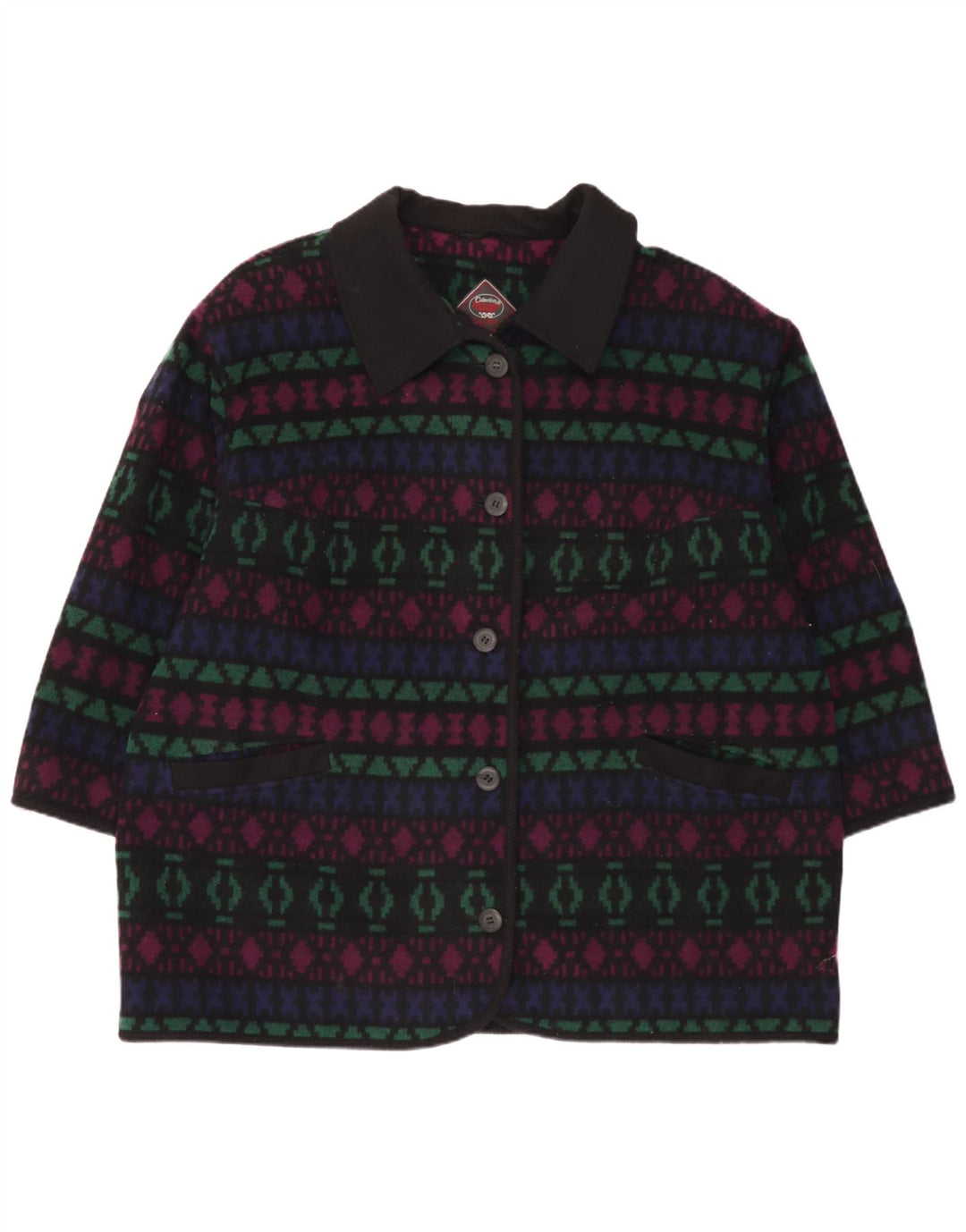 Płaszcz damski w stylu vintage UK 26 5XL Wielobarwna, geometryczna wełna