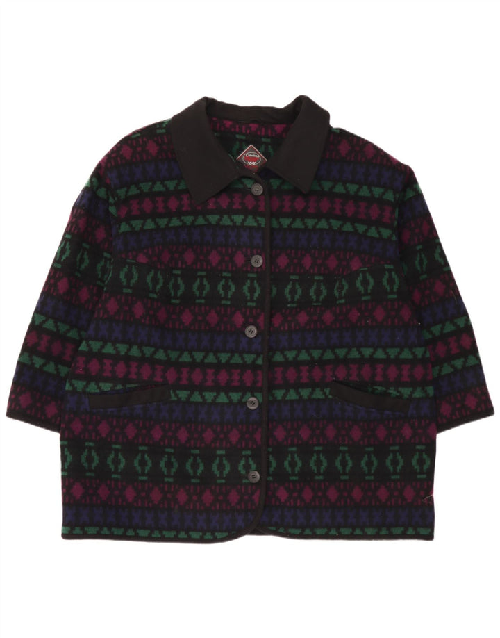 Płaszcz damski w stylu vintage UK 26 5XL Wielobarwna, geometryczna wełna