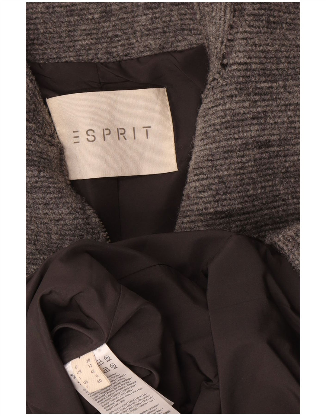 Płaszcz damski Esprit UK 12 Średni szary wełniany