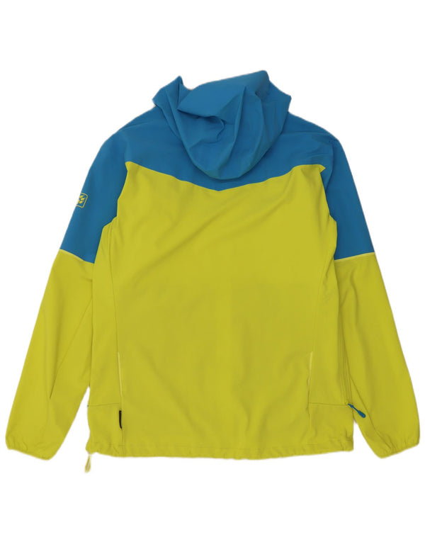 Męska kurtka przeciwdeszczowa Jack Wolfskin z kapturem UK 42, duża, żółta, blokowa