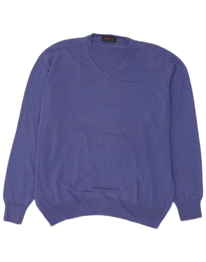 Męski sweter Zara z dekoltem w kształcie litery V, XL, niebieski