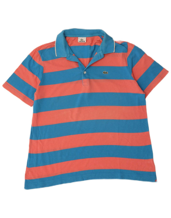 Męska koszulka polo Lacoste, rozmiar 6, XL, bawełniana w niebieskie paski