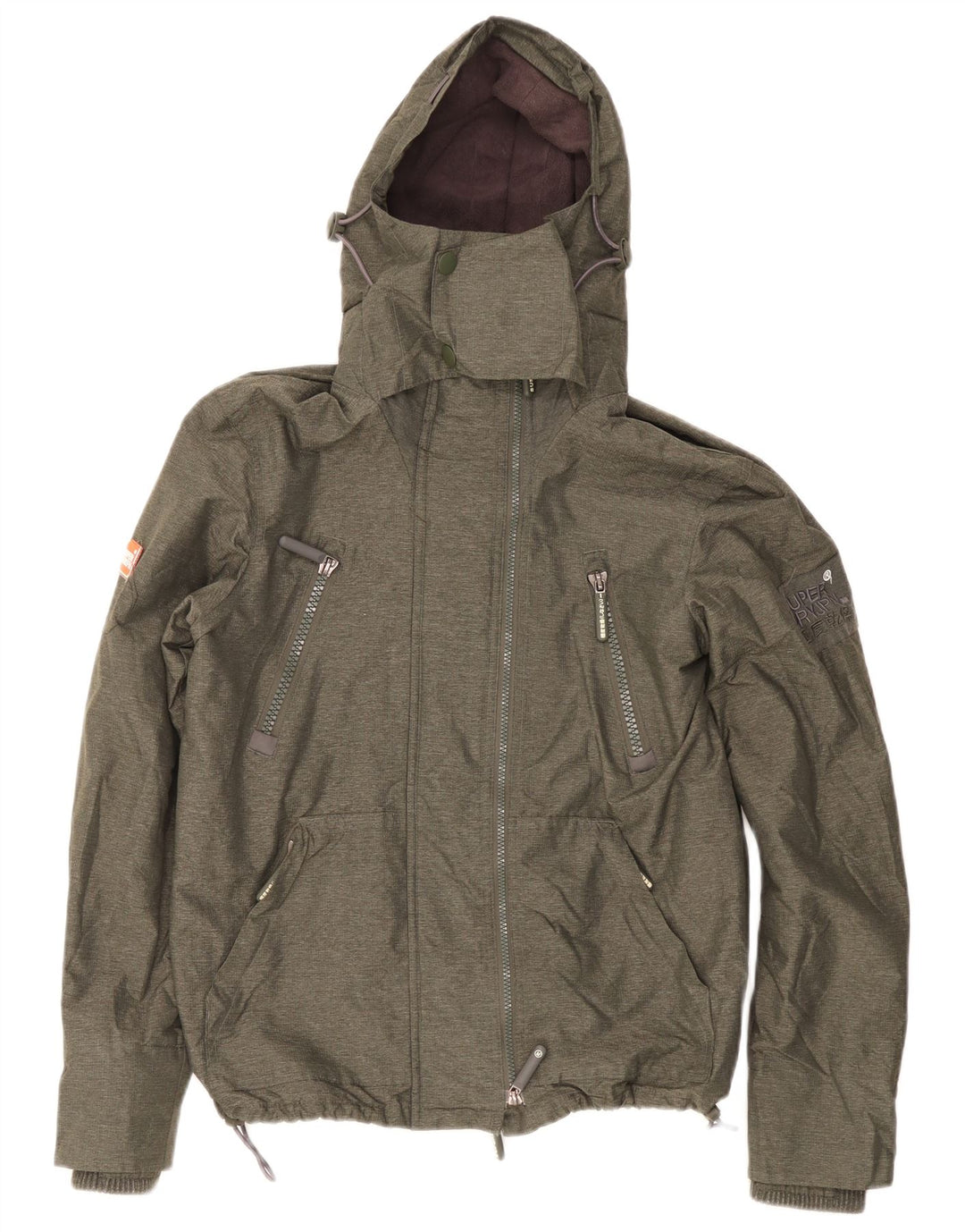 Męska kurtka wiatrówka z kapturem Superdry UK 38, średni nylon khaki