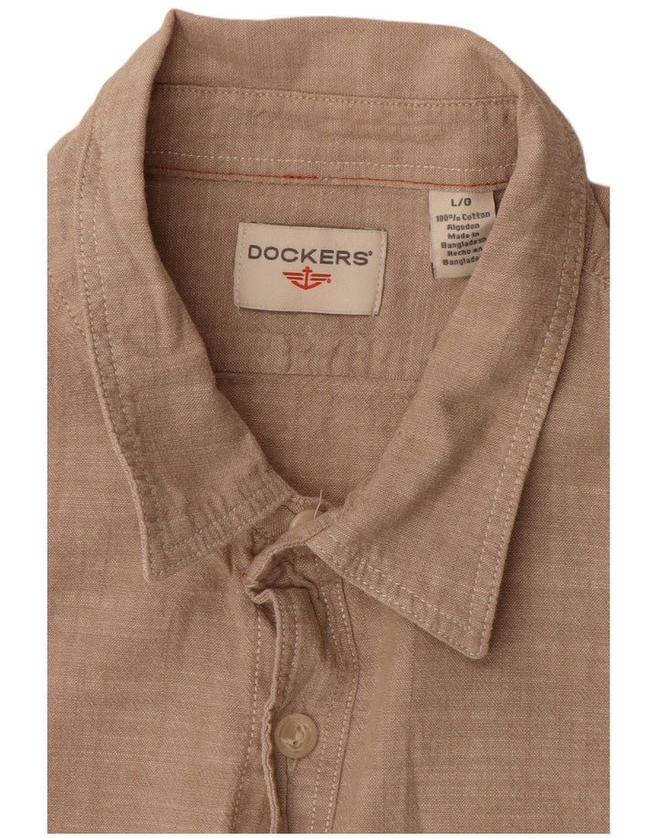 Koszula flanelowa męska Dockers, duża, beżowa, bawełniana