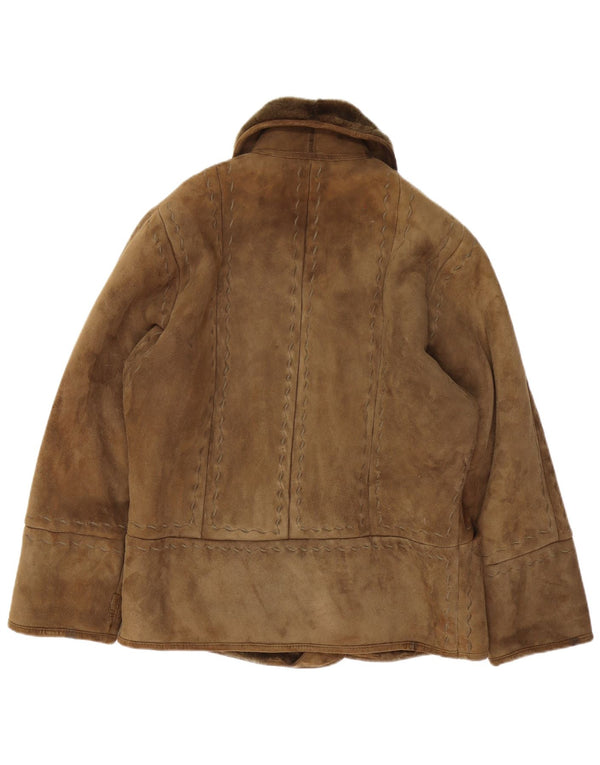 Damska kurtka shearling w stylu vintage IT 42, średni khaki