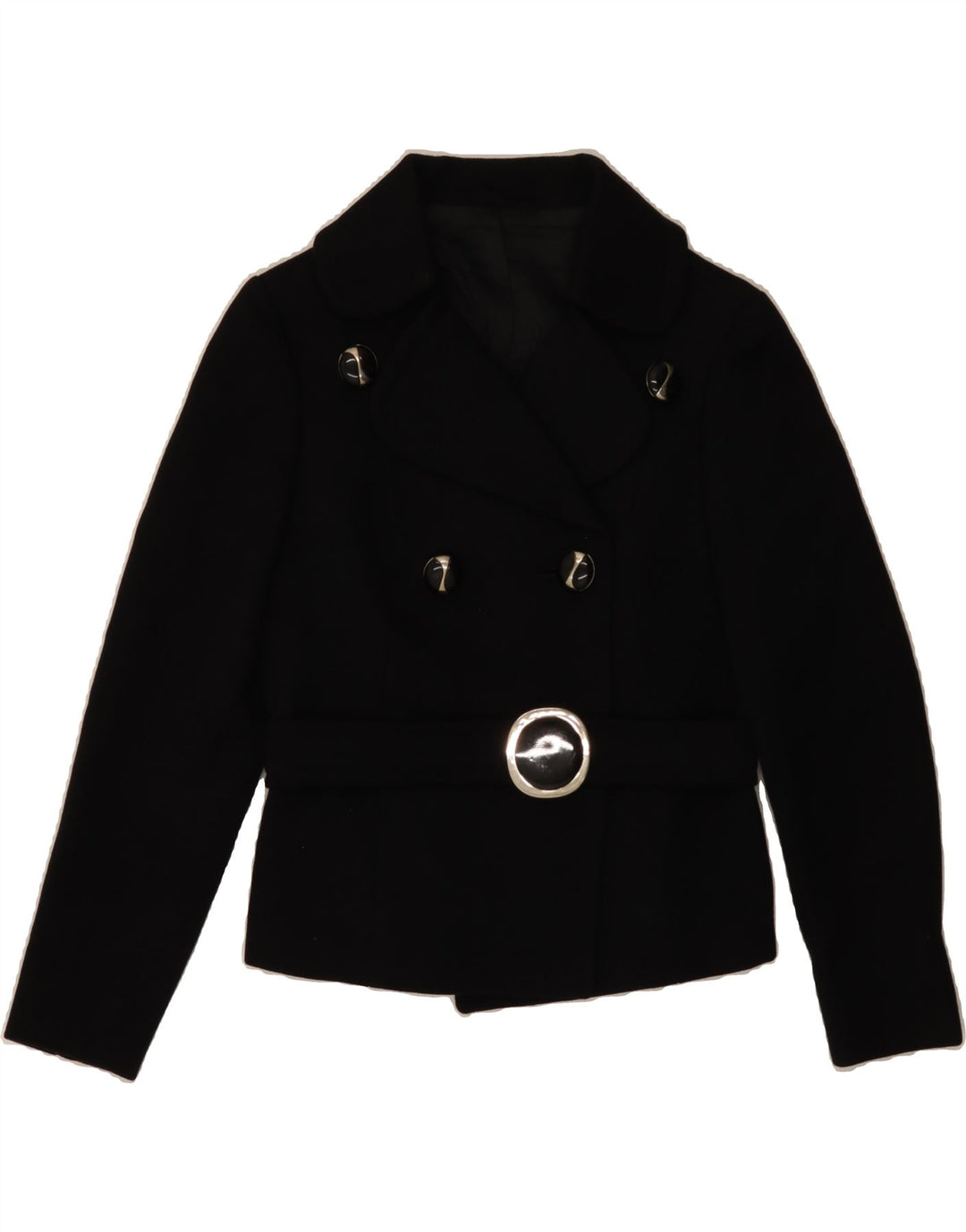 VINTAGE Womens Double Breasted Blazer Jacket UK 12 Medium Black Vintage Vintage and Second-Hand Vintage from Messina Hembry 