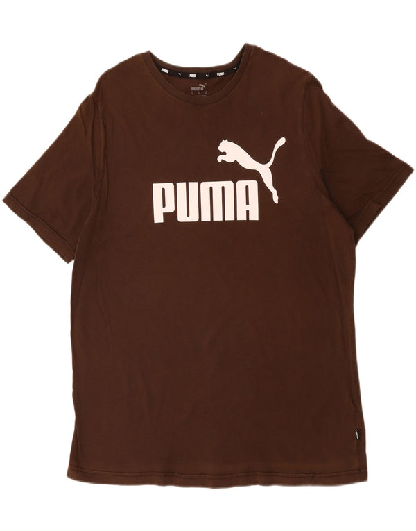 Męski T-shirt z grafiką PUMA, top XL, brązowa bawełna
