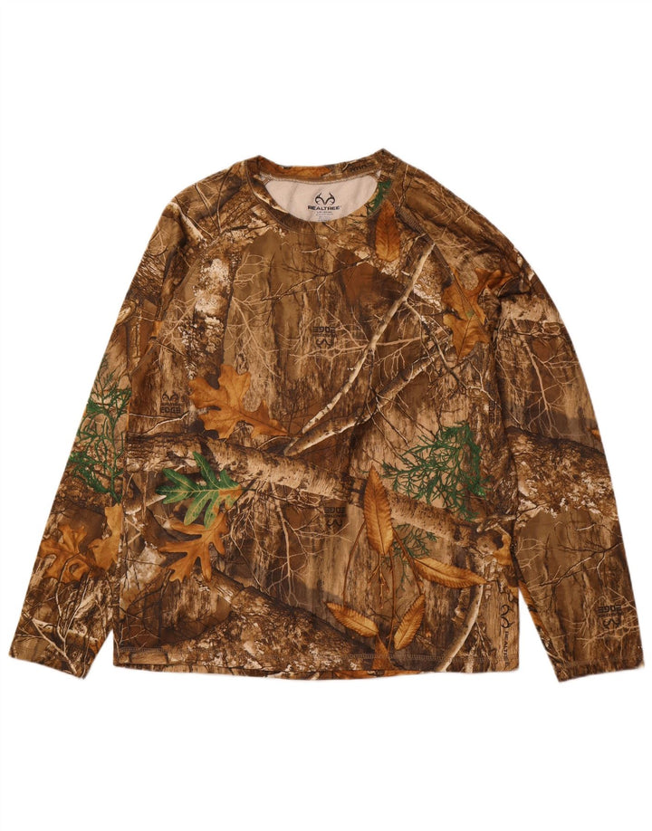 Męski top REALTREE z długim rękawem, UK 42/44, duży, brązowy, kamuflażowy poliester