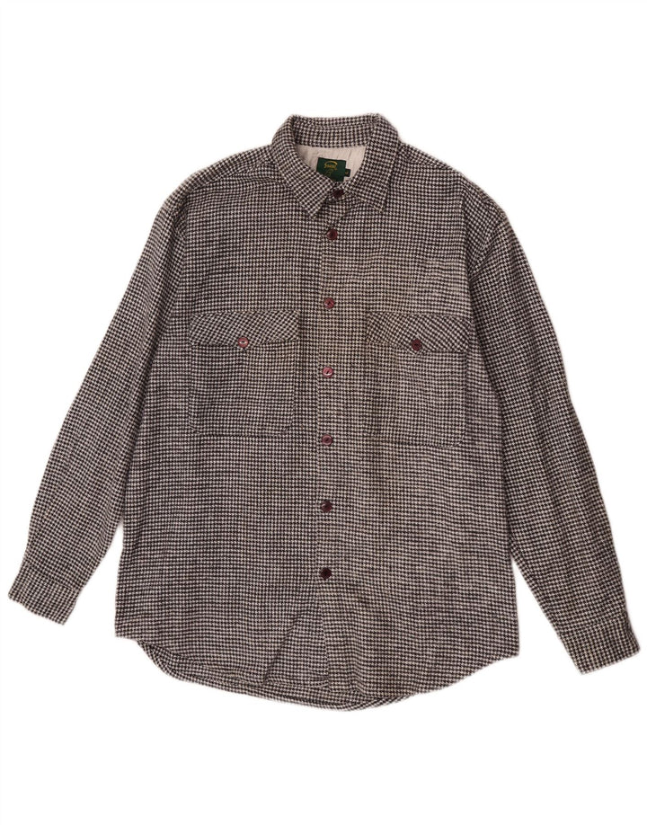 Męska koszula flanelowa w stylu vintage, duża, czarna, bawełniana w pepitkę