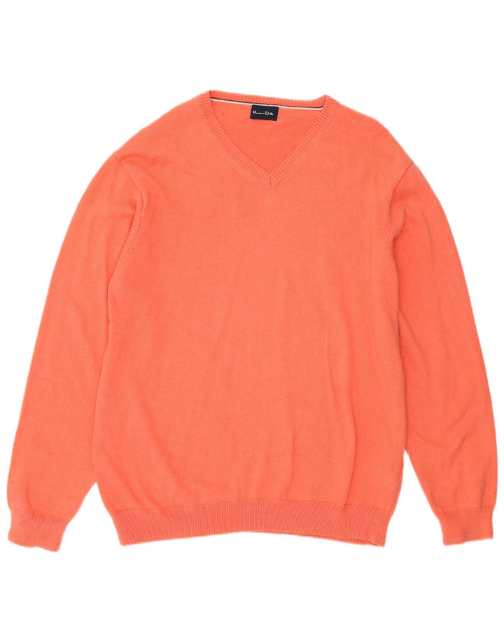 MASSIMO DUTTI Męski sweter z dekoltem w kształcie litery V, duży, różowy, bawełniany