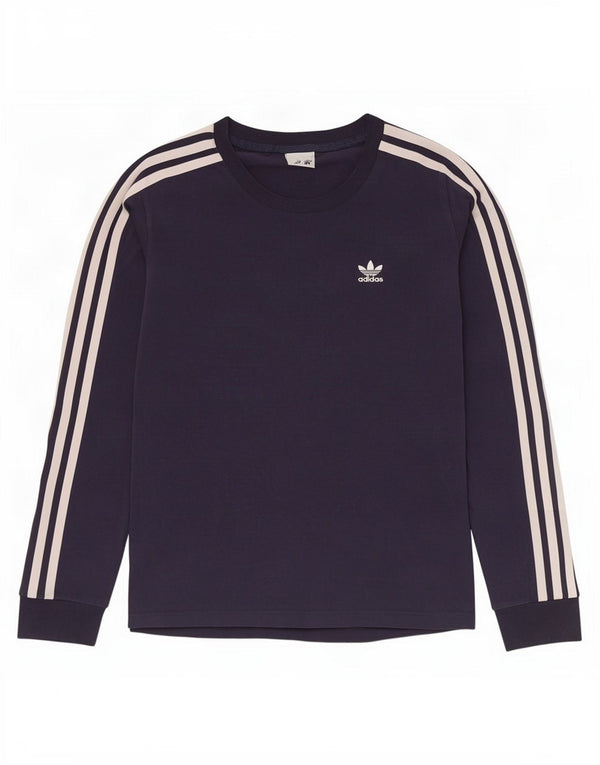 Damska koszulka Adidas z długim rękawem UK 10, mała, granatowa, bawełniana