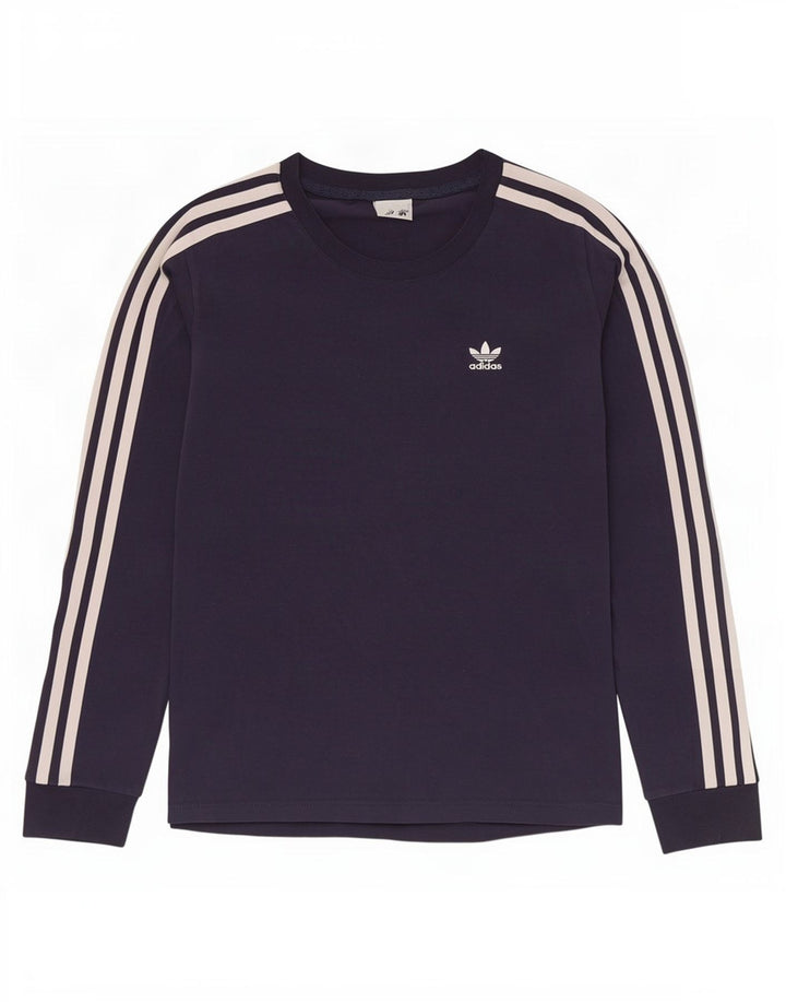 Damska koszulka Adidas z długim rękawem UK 10, mała, granatowa, bawełniana