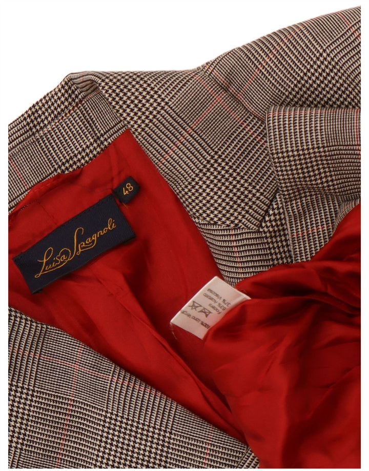 Damska marynarka zapinana na 3 guziki Luisa Spagnoli IT 48 XL Szara wełna w pepitkę