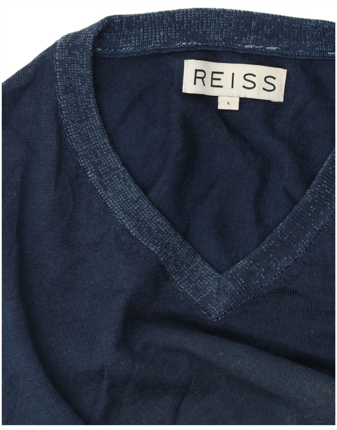 Męski sweter Reiss z dekoltem w kształcie litery V, duży, granatowy