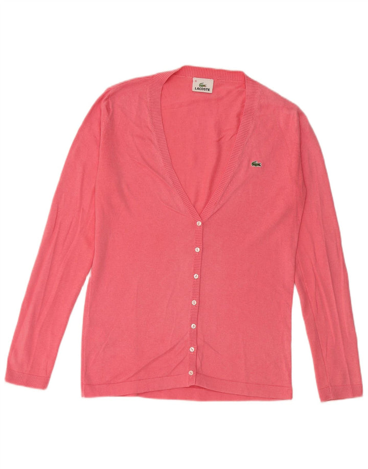 Lacoste Damski sweter rozpinany EU 36, mały, różowy, bawełniany