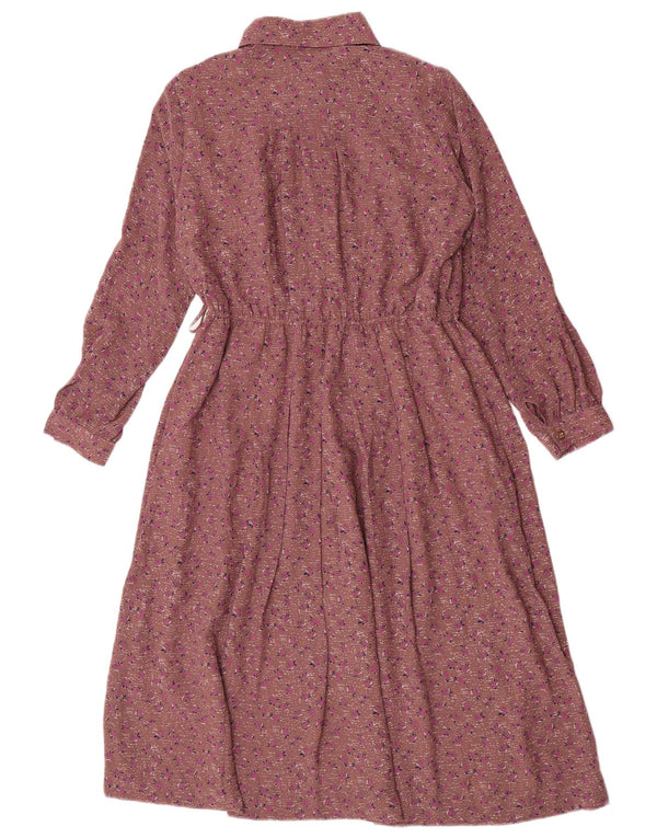 Vintage damska sukienka maxi z pulowerem UK 12 średni brąz w kwiaty