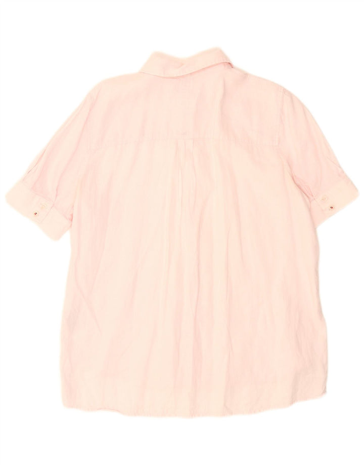 Damska koszula oversize z krótkim rękawem Tommy Hilfiger UK 12 Medium Pink Linen