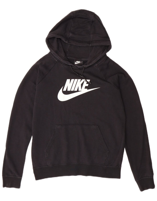 Damski sweter oversize z kapturem NIKE z grafiką UK 10, mały, czarny, bawełniany