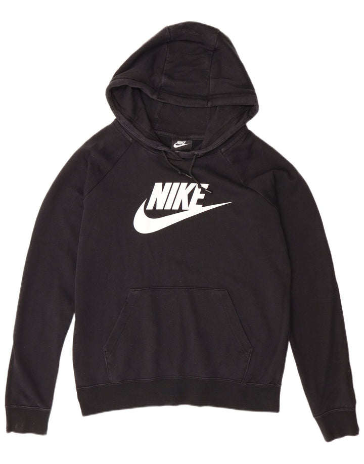 Damski sweter oversize z kapturem NIKE z grafiką UK 10, mały, czarny, bawełniany