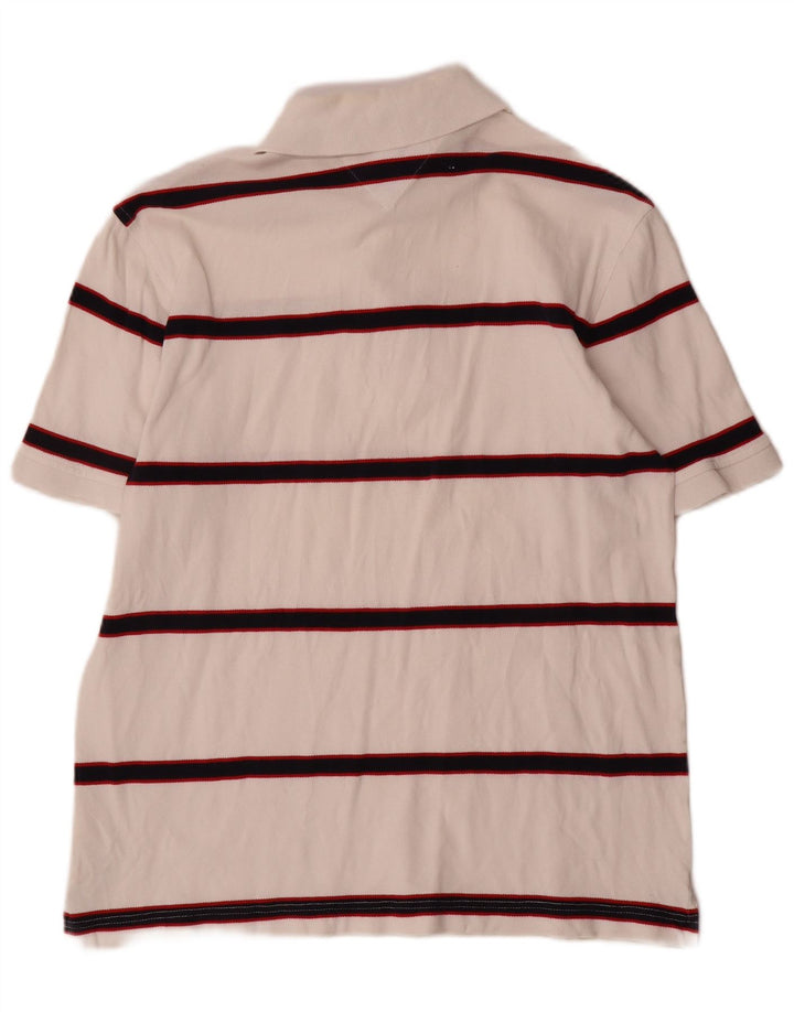 Męska koszulka polo Tommy Hilfiger, bawełniana w średnie białe paski
