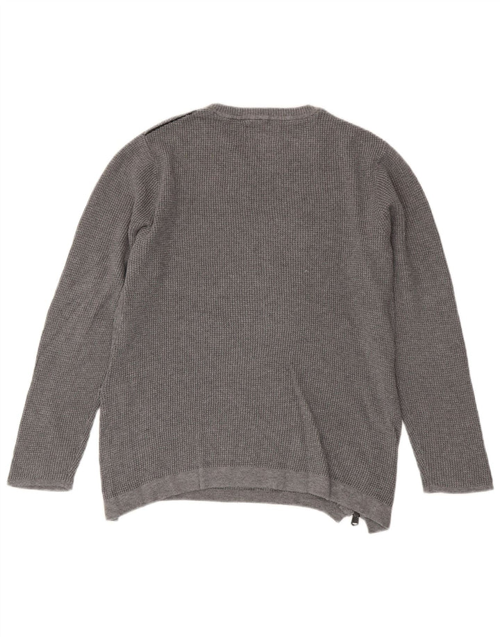 Sweter chłopięcy Zara z okrągłym dekoltem 9-10 lat, szara bawełna