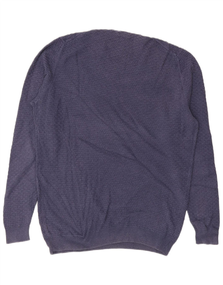 MASSIMO DUTTI Męski sweter z okrągłym dekoltem XL, niebieski, bawełniany