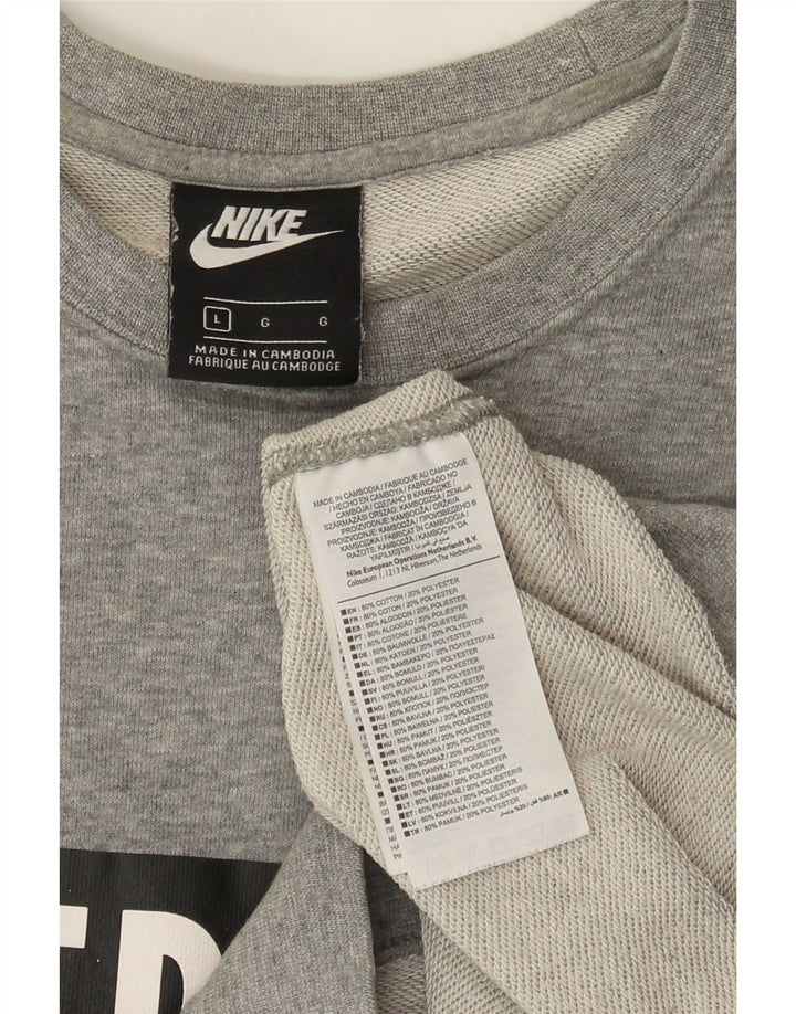 Męska bluza z grafiką Nike, duża, szara, nakrapiana bawełna