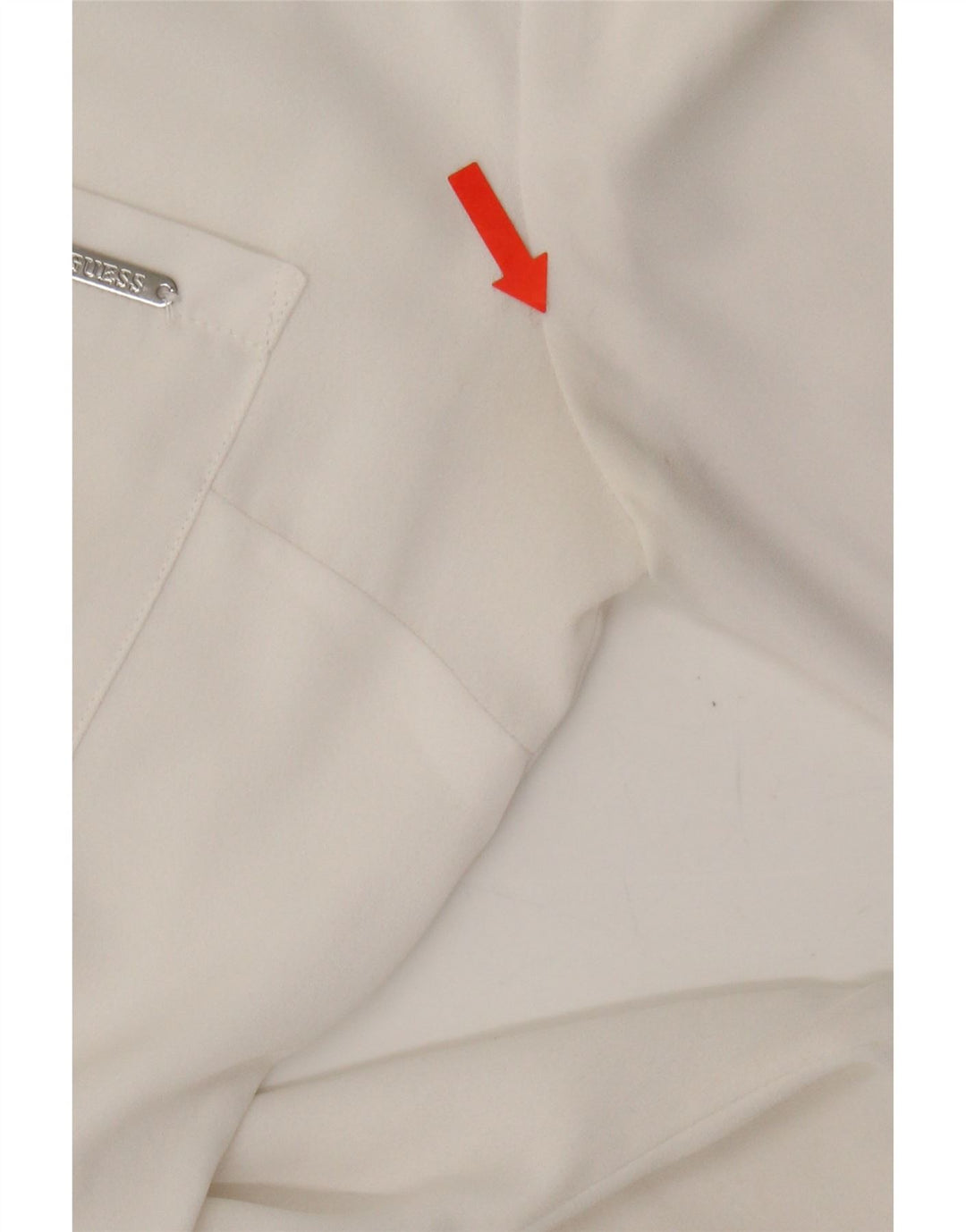 GUESS Womens Oversized 3/4 Sleeve Shirt Blouse UK 10 Small White Vintage Guess and Second-Hand Guess from Messina Hembry 
