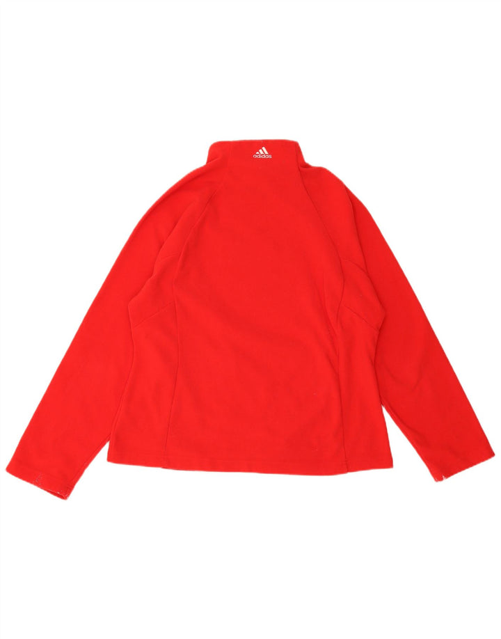 Damska bluza polarowa Adidas z graficznym zamkiem błyskawicznym UK 16, duża, czerwona, poliestrowa