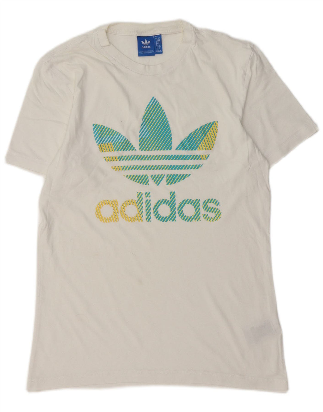 ADIDAS Mens Graphic T-Shirt Top Medium White Cotton