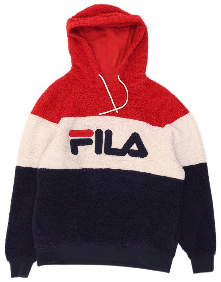 FILA Męski sweter polarowy z kapturem i grafiką, średni wielokolorowy blok kolorów