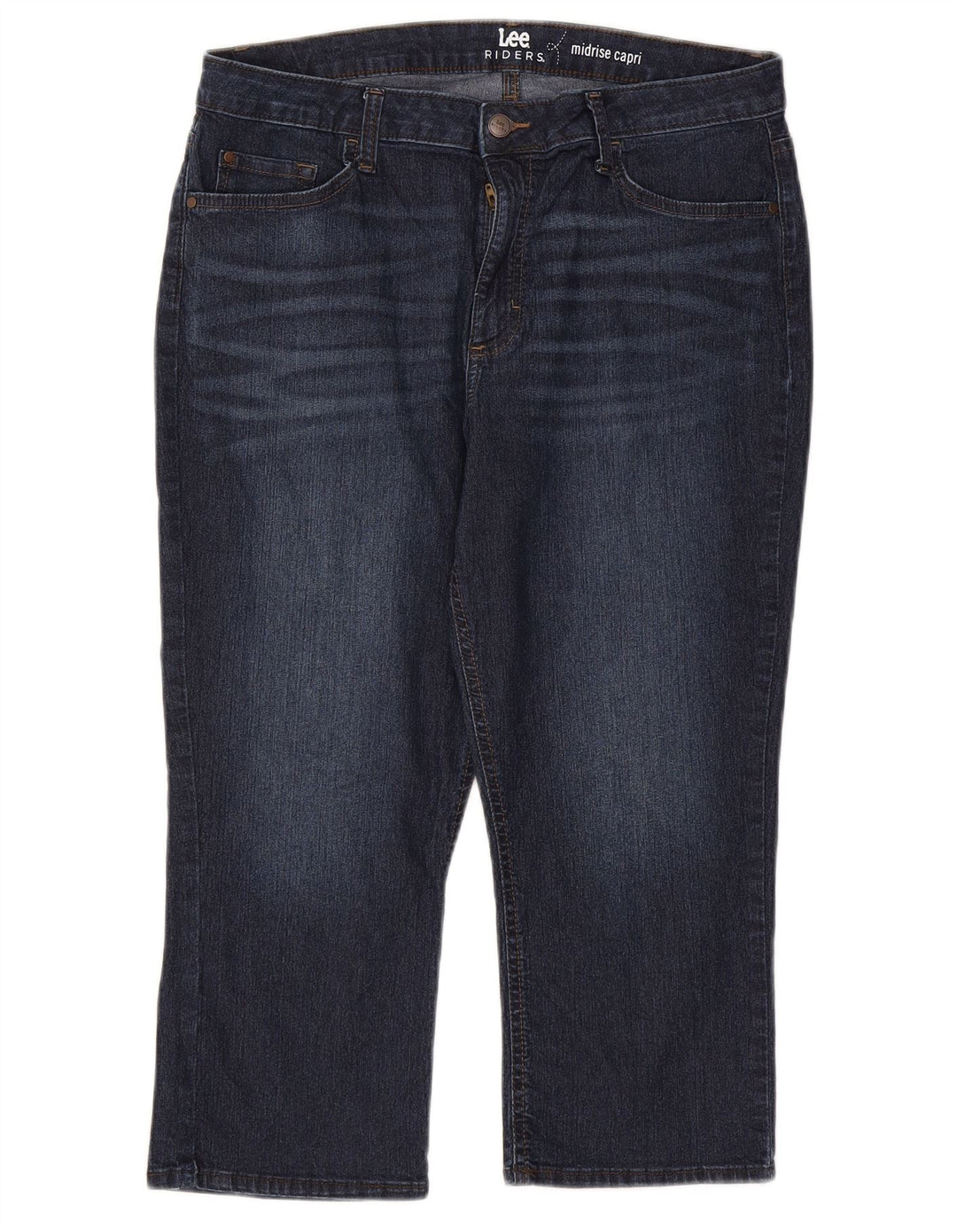 LEE Womens Riders Mid Rise Capri Jeans W34 L21 Navy Blue