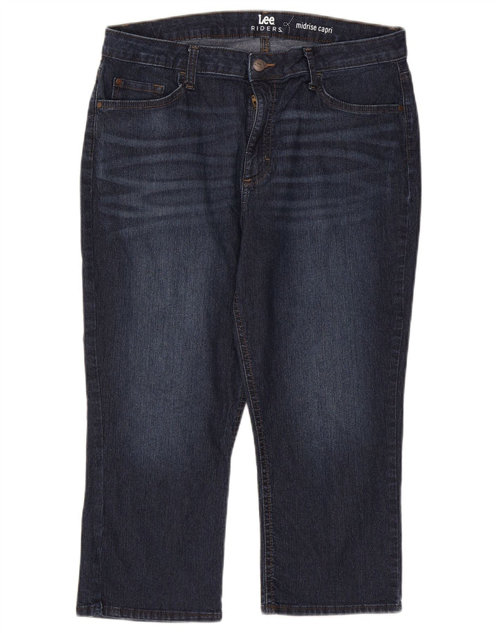 LEE Womens Riders Mid Rise Capri Jeans W34 L21 Navy Blue
