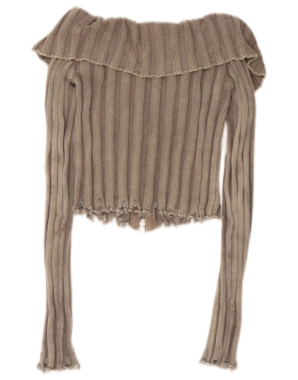 Sweter damski Zara Crop Cardigan UK 4 XS brązowy