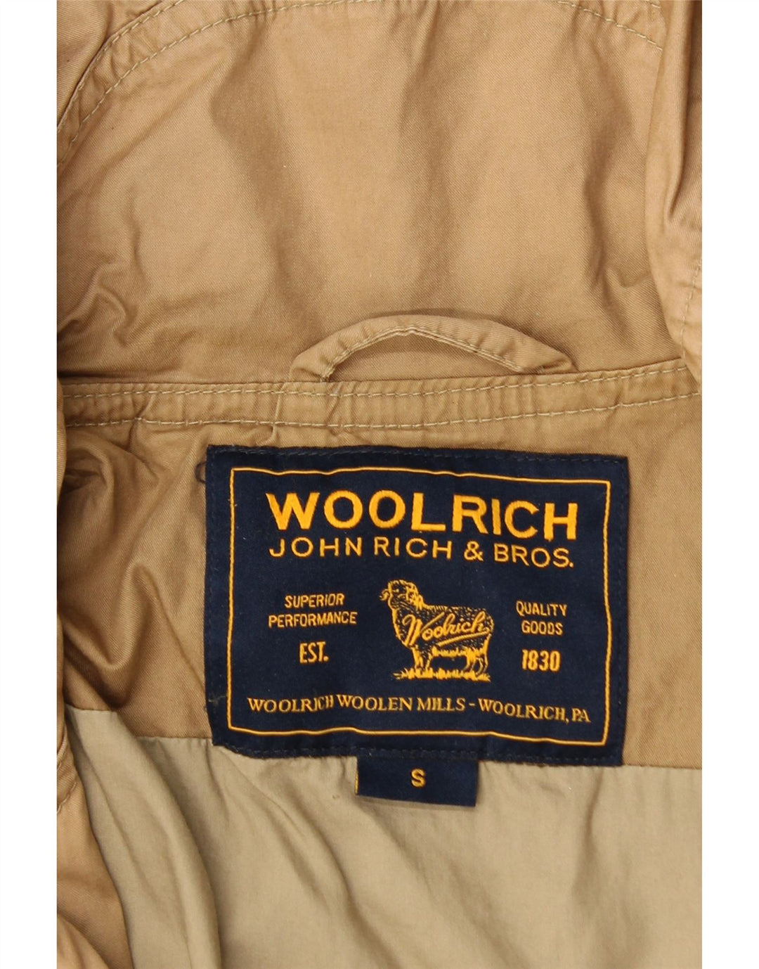 Damska kurtka parka z kapturem Woolrich UK 10, mała, brązowa bawełna