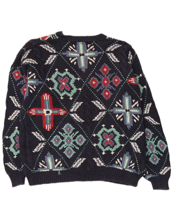 Sweter damski S.Moritz z dekoltem w kształcie litery V, UK 16, duży, granatowy, bawełniany