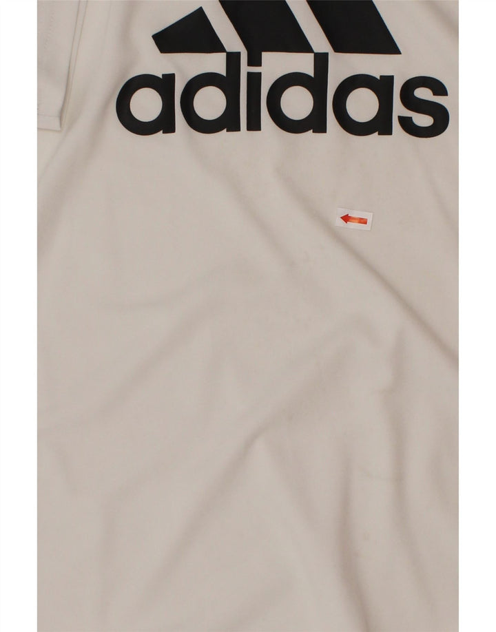 Chłopięcy T-shirt z grafiką ADIDAS, 11-12 lat, biały poliester